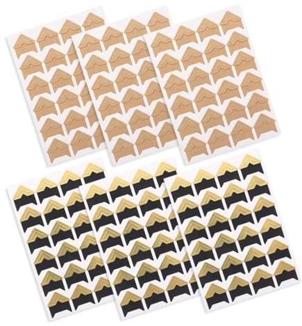 KHBUAB Esquinas de Fotos Autoadhesivas para Álbumes de Recortes, 6 Hojas 144 Rincones en Colores Dorado y Color Cuero, Adhesivos para Scrapbooking y Protección de Imágenes