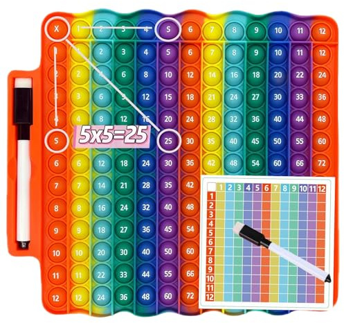 Pop it 10x10 Moltiplicazione Educativo Giocattolo, Push and Pop Bubble Sensory Fidget Toy, Moltiplicazione e Addizione 2 in 1 Pop It Fidget, per la Matematica Rilassante Popit Adulti e Bambini