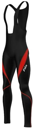 FDX Men’s Cycling Bib Tights - Italian Roubaix Fabric, Breathable, Quick Dry, Padded Thermal Cycling Bib Pants with Back Pocket - Winter Viper Biking Leggings, Bicycle Riding Trouser(Red-XL)
