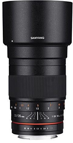 Samyang SY135M-N 135mm f/2.0 ED UMC Teleobjektiv für Nikon Digital SLR Kameras, Schwarz
