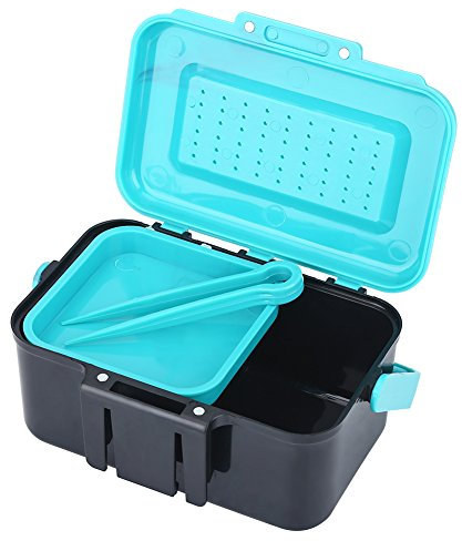 Caja del Tenedor del Cebo Pesca, Plástico Brillante Portátil con el Clip para el Gusano lombriz Lure Storage