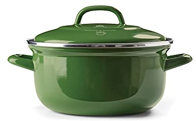 BK, Indigo rund emaljerad gryta med lock - 22 cm/3,3 L, grön