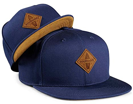 Soulbuddy Eltern Kind Partnerlook Caps – Familien Outfit für Erwachsene und Kinder – Vatertagsgeschenk – Papa Geschenk – Partnerlook Familie – Dunkelblau – One Size Erwachsene + Kids L