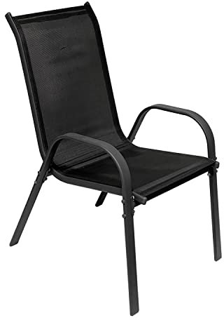 INDA-Exclusiv Gartenstuhl Gartensessel Stapelsessel stapelbar mit Textilenbespannung Gartenmöbel Terrassenmöbel Anthrazit - Schwarz Metall - Textil