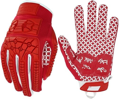 Seibertron Lineman 2.0 Anti-dérapant Shock-Absorbant Rembourré Américain Football Receiver Gants/Gloves, Flexible TPR Impact Protection Back of Hand Glove Adulte Taille