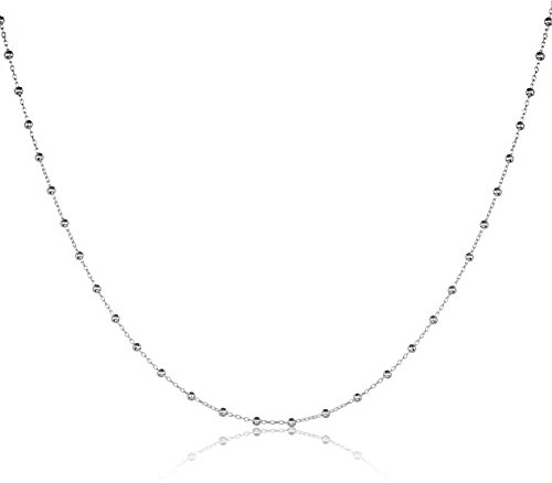 namana Collier Chaîne en Argent 925 pour Femme et Jeune Fille, Collier Chaine avec des Petites Boules en Argent Sterling 925, Colliers Argent en Chaine pour Femme avec Écrin Cadeau