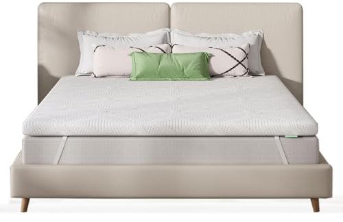 Novilla Topper Viscoelástico 135x190 5 cm, Topper Colchón de Gel, Sobrecolchón Memory Foam Mattress Topper, Cubrecolchón Extraíble y Lavable, Blanco