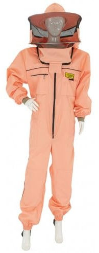 LYSON Imkeranzug mit Schleier, Bündchen an den Ärmeln und Beinen Imkeroverall Professionelle Imkerbekleidung mit abnehmbarem Hut, abnehmbarer Mütze Lachsfarbe Grösse XL