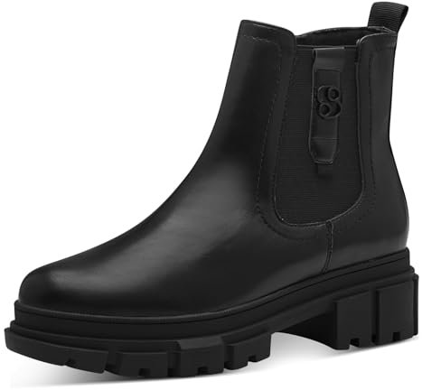 s.Oliver Damen Chelsea Boots mit Reißverschluss Vegan, Schwarz (Black), 38 EU