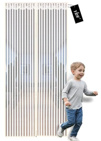 YRH Magnetic Fly Screen Door - Heavy Duty Self-Sealing Mesh,Powerful Magnets and Full Frame Magic Tape,No Drill Installation,Automatically Closes (90x210cm, White)