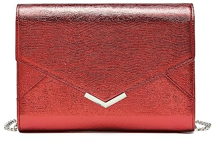 Miss Lulu Pochette de Soirée pour Femme,Sac à Main Élégant et Brillant pour Mariage et Fête,Sac à Bandoulière à Motif de Lézard,Taille Moyenne (bordeaux)