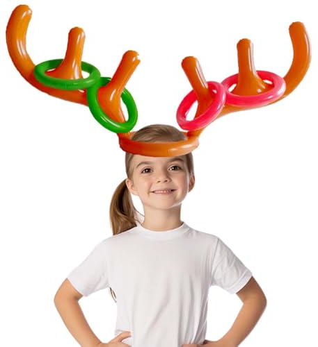AUXHCYL Christmas Party Ring Toss Game Inflatable Reindeer Antler Hat, Novelty Gifts for Friends, Fun Games for Kids Adults Xmas