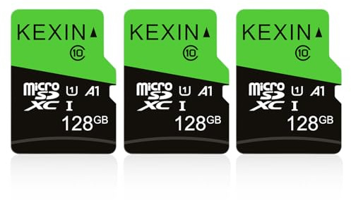KEXIN Cartes Micro SD 128Go Lot de 3 Carte Micro SDHC 128 Go U1 UHS-I Classe 10 3 Pièces TF pour Drone, Dash Cam, Caméra de Sport, de Surveillance, Smartphone, Tablette, Ordinateur Portable