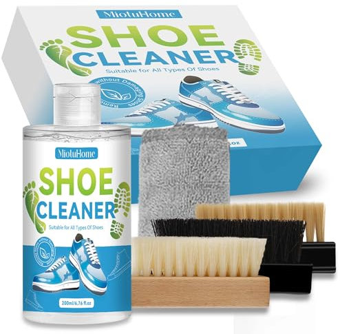 MiotuHome Schuhreiniger, Schuhreinigungsset, Sneaker Cleaner mit Schuhbürsten & Handtuch, Schuhreiniger für Leder, Wildleder, Mesh, Canvas, Stiefel (Weiß)