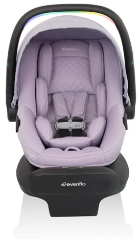 Evenflo LiteMax NXT Rear-Facing Lightweight Preemie and Infant Car Seat 3-30lbs with SensorySoothe. Easy Install with Base (Agate)