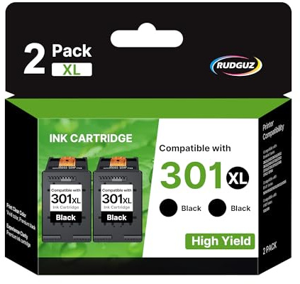 301 XL Schwarz Kompatibel für HP 301 Druckerpatronen 301XL Multipack für HP Envy 4500 Druckerpatronen 5530 4504 5534 Deskjet 2540 2544 1510 Officejet 4630 2620 (Schwarz, 2er-Pack)
