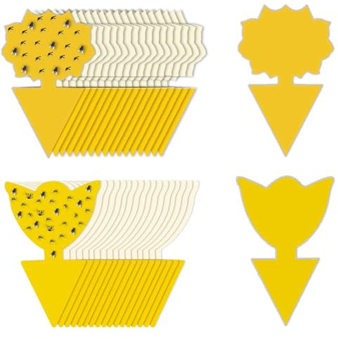 VACUBXBY 20 Pcs Anti Moucherons Interieur, Pièges à Insectes Jaune Mouche Double Face Protection des Plantes Fleur Fruits Anti Moucheron Plante pour Cuisine Jardin
