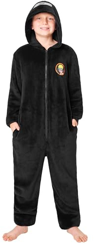 Get Trend Naruto Shippuden Fleece Jumpsuit Jungen Teens 7-15 Jahre, Weich Pyjama Ganzkörperanzug mit Kapuze, Geschenke Kinder (14-15 Jahre, Schwarz Naruto)
