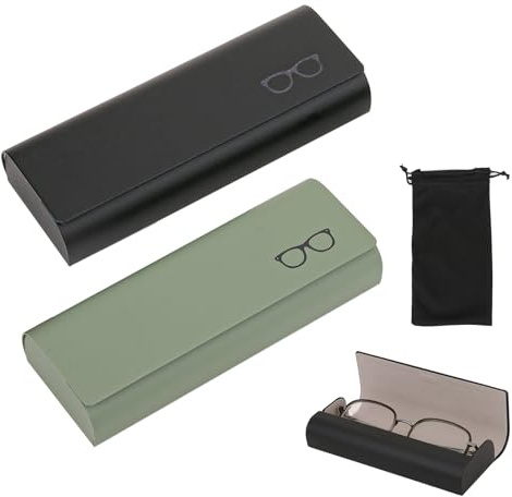 Glasögonfodral hårt fodral, 3 stycken solglasögon fodral läder med glasögonväska glasögonfodral dam, glasögonfodral hårt glasögonfodral bärbara glasögon solglasögon etui i vintage stil för de flesta