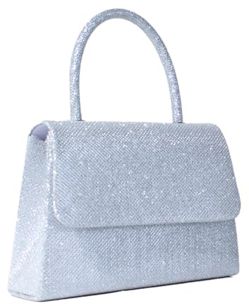 Qiantull clutch damer glitter handväska aftonväska brudväska elegant clutch väska crossbody envelope axelväskor med kedja paljetter handväska för bröllop fest dejt, silver