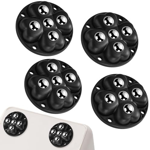 Self-Adhesive Caster Wheels Set of 4-100kg Heavy Duty Stick on Wheels for Furniture, 360° Rotating Small Castors for Cabinet, Wardrobe Moving (Black)