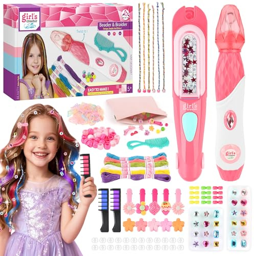 Aragallant 3-in-1 Set Treccine Magiche, Macchina Trecce Capelli Automatico e Accessori Capelli, Macchina Brillantini per Capelli, Lavabile Gesso per Capelli Pettine, Regali Natale Bambine