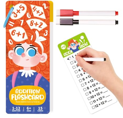 Matte Flashkort Lärande Matematik Övningsspel | Addition och Subtraktion Flashkort för Hemundervisning Grundskola och Resor
