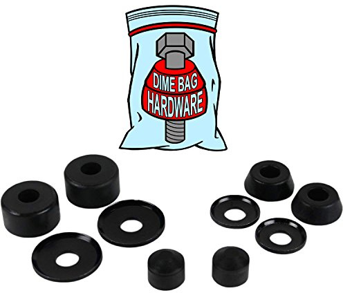 Dime Bag Hardware Skateboard Truck Rebuild Kit Bushings Washers Pivot Cups for 2 Trucks (98A Black)