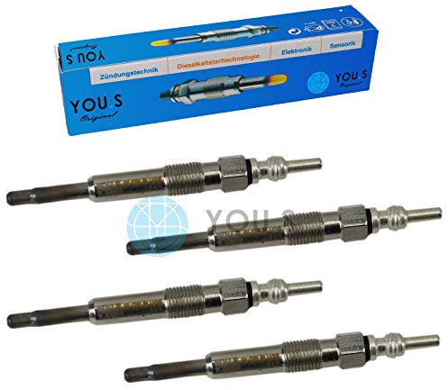 4 Stück YOU.S Original Glühkerze Länge: 92,5 mm Spannung: 11,0 V - N10140104