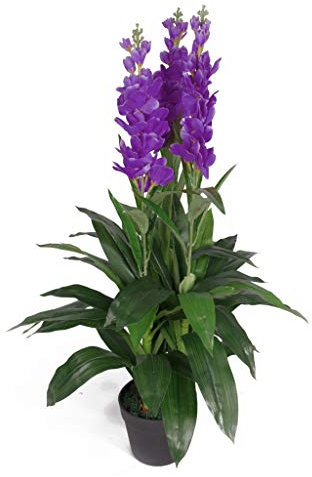 Leaf LEAF-7243 100cm Artificial Cymbidium Orchid Plant-Extra Large Black Plastic Pot Design UK, Purple