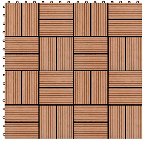 vidaXL 11 piastrella per terrazzo, WPC, 30 x 30 cm, 1 m², colore: Marrone