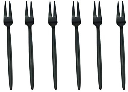 Gugrida 6-Piece Fruit Fork 18/10 Stainless Steel Luxury Mirror Polished Black Colorful Dessert Fork Silverware Flatware Cutlery
