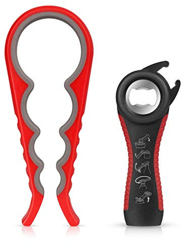 MIMIVIVA Glasöffner, Multifunktions-Flaschenöffner Dosenöffner-Set Deckelöffner für Senioren mit Arthritis / schwache Hände, Glasöffner mit Griff und Drehgriff