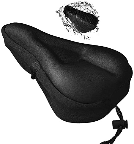 YHT Gel Bike Seat Cover, Extra Soft and Comfortable Bicycle Seat Cushion, Water&Dust Resistant Bike Saddle Cover with Large Memory Foam and Gel Padding, for Indoor and Outdoor Bicycles, Black