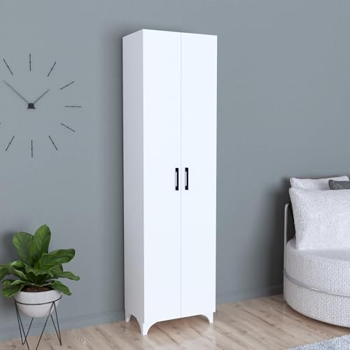 [en.casa] Armadio multiuso Strömsund, armadietto per la casa, armadietto multiuso, 177,5 x 48,5 x 32 cm, colore bianco