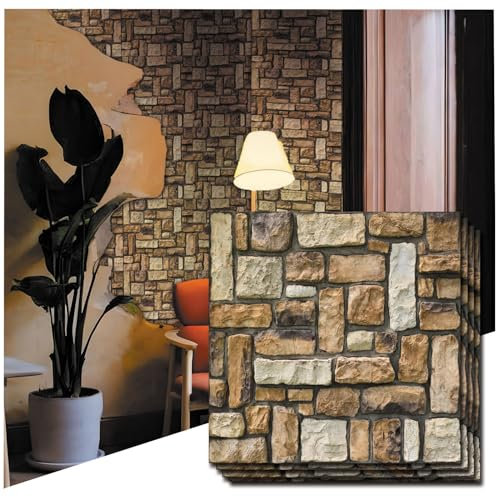 szdianhai 3D Wall Panels, Self-Adhesive, 3D Stone Wall Panels for Living Room, Dining Room, Bedroom, Bathroom and Kitchen, Wall Decoration, Pack of 10, 30 x 30 cm