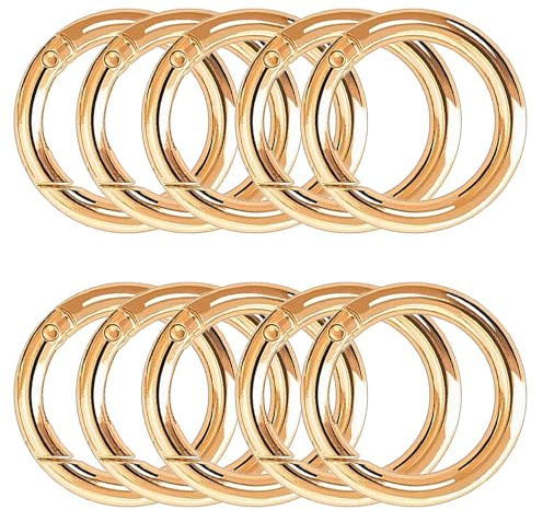 XCSJ 10pcs Groß Karabiner Rund 48mm Sehr Robust (Gold)
