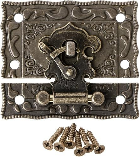 Chiusura a scatto in stile vintage, 55 mm x 47 mm, in legno, con cerniera, color bronzo antico, per mobili