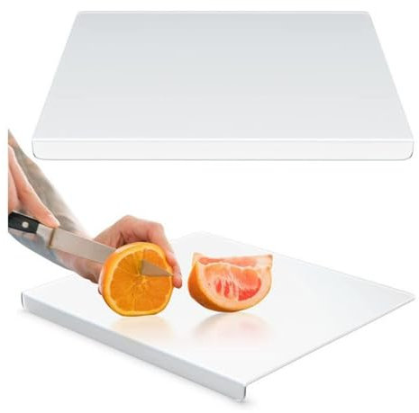 Planches à Découper en Acrylique pour Comptoir de Cuisine, 34×25cm Planches à Découper Transparente avec Rebord, Planches à Découper Antidérapantes pour Protection du Comptoir