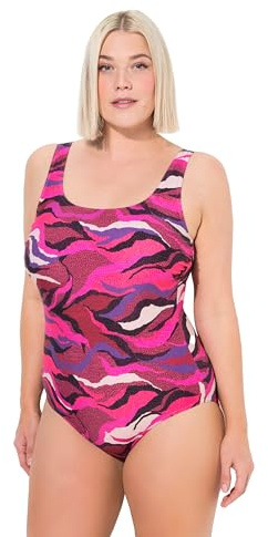 Ulla Popken Alice Softline DG Waves Maillot de Bain pour Femme, Pourpre, 54-56
