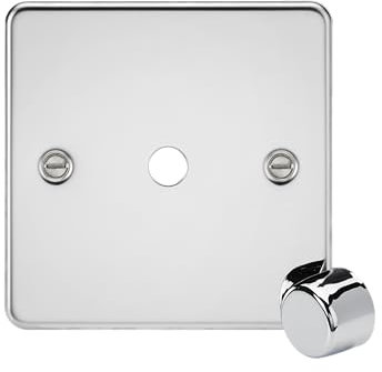 Knightsbridge 1G Dimmer Plate with Matching Metal Dimmer Cap - Polished Chrome