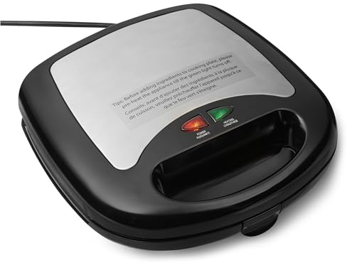 Amazon Basics 3-in-1 Toastie Maker, Panini Press and Waffle Maker with Removable Plates, 700W, Black