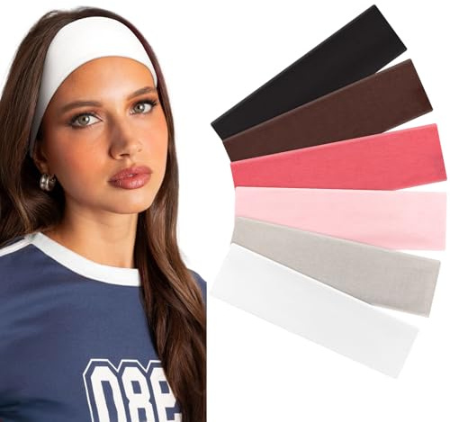 Pannband för Kvinnor, 6-pack Elastiska Sport Pannband - Andningsbart, Svettabsorberande och Halkfritt Hårband för Yoga, Hudvård, Cykling, Löpning, Smink och Daglig Användning