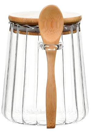 MUAMAX Glass StorageJar with Airtight Lids and Spoon 700ML/24oZ,Canister Jars with Metal Handle,Tea Coffee Sugar Canister,Candy Cookie Storage Container,Decorative Food Storage Cans