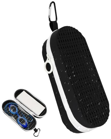 LQTSLFM Custodia Occhialini Nuoto con Foro di Scarico, Custodia Protettiva per Occhialini Impermeabili Portatile con Moschettoni, Accessori di Stoccaggio per Bambini Adulti Nuoto Immersioni (Nero)
