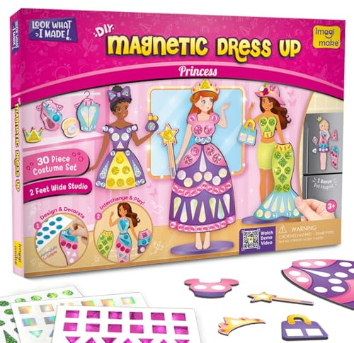 Imagimake DIY Magnetic Dress-Up Princess, Pretend Play Toys for Kids Age 3+ | 30 Magnetic Dresses & Accessories, Interchange & Create Unlimited Outfits, Birthday Gift for 3,4,5,6,7,8 Years Old Girls