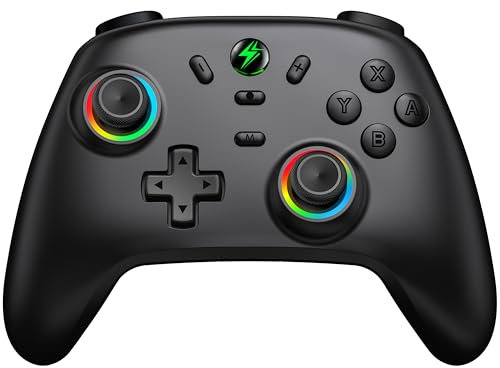 HELLCOOL Mando Nintendo Switch con Hall Joysticks,Mando Inalámbrico para Switch/Switch 2/Lite/OLED,Switch Controller con RGB Genial,Función Programable/Turbo/Despertar/Vibración Doble Motor/18 Horas