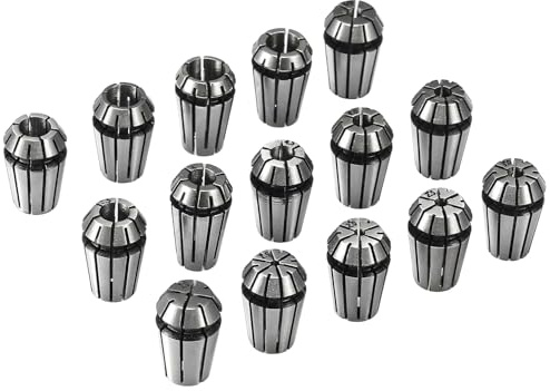 15 Pinze ER11 Set A Molla CNC, Pinza per Tornio da 1 mm-7 mm, Mandrino A Pinza da 1/8 di Pollice E 1/4 di Pollice, per Dispositivi di Serraggio CNC, Macchine per Incisione E Torni Fresatori