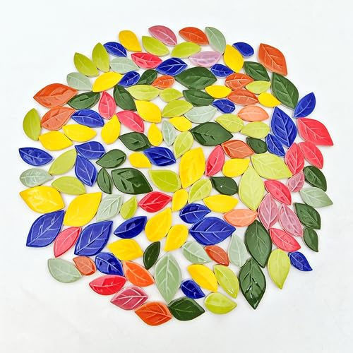 500 g/1,1 lb bladformade keramiska mosaikplattor, keramiska mosaikbitar för hantverk, mosaikplattor för heminredning eller gör-det-själv-hantverk, tillbehör