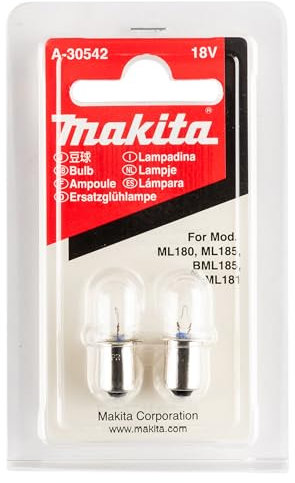 Makita A-30542 Glühlampe 18V, 2 Stück, passend für Akku-Lampe ML180, BML185, DML185